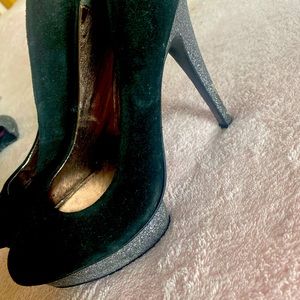 Black and silver heels